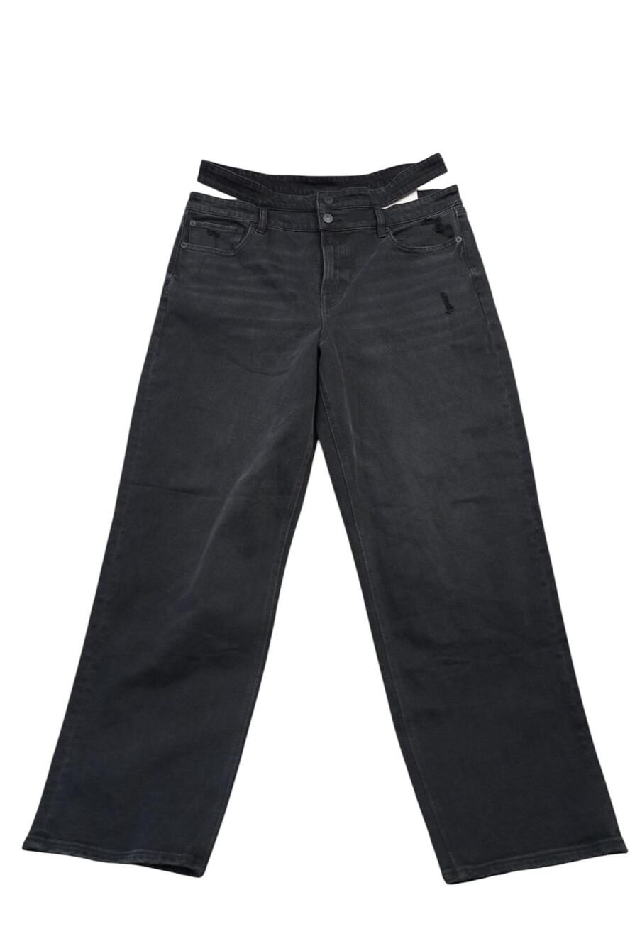 American Eagle Jeans Womens 14 36x29 Black High Rise Baggy Straight Stretch